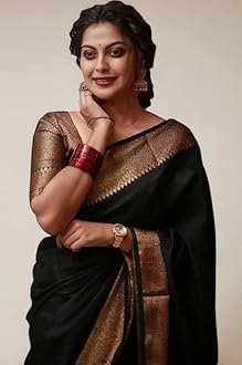 C J Enterprise Women's Soft Pure Kanjivaram Silk Saree For Wedding Banarasi Cotton Sari With Blouse Piece (Yatri-51)