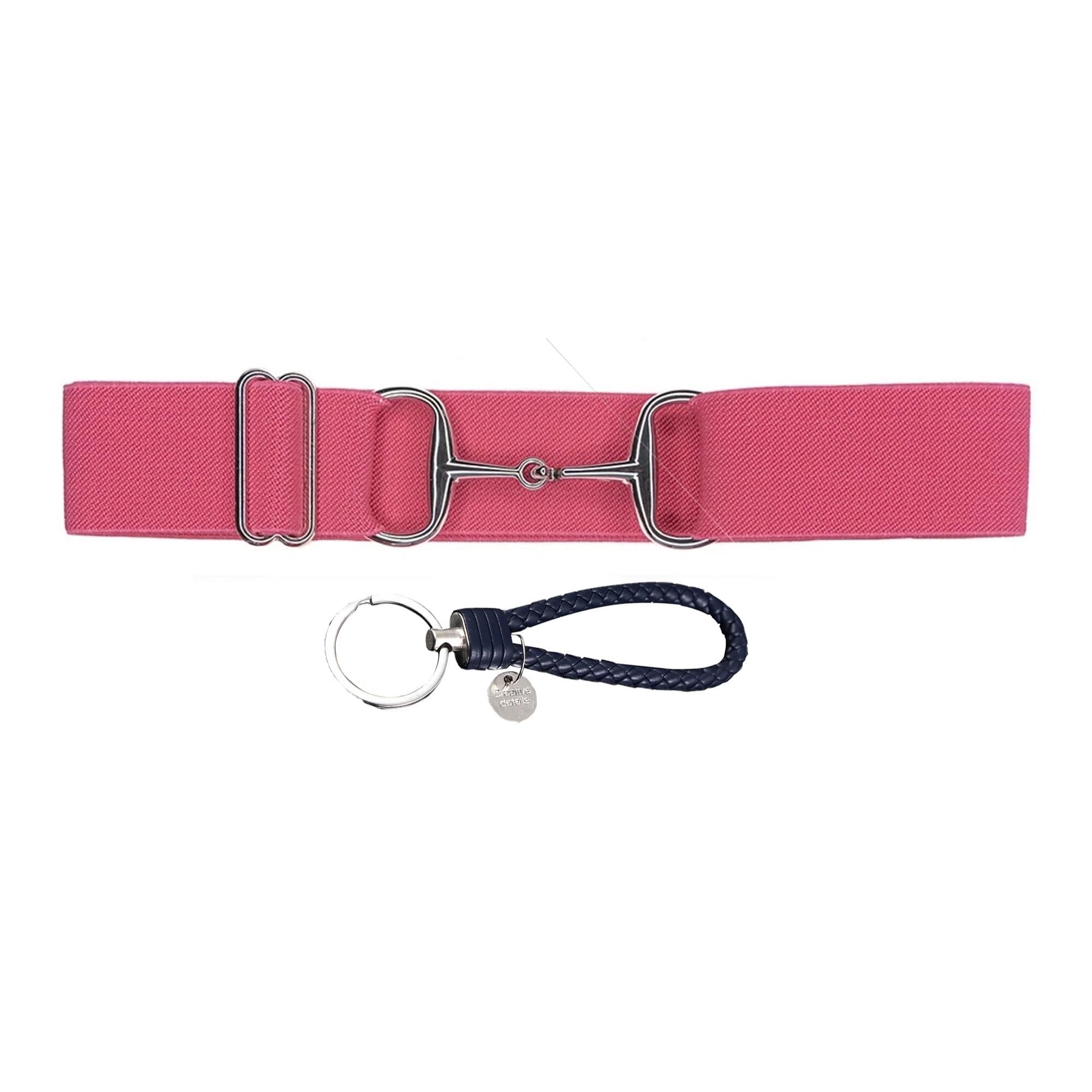 Dielianyi 1.5-inch Elastic Equestrian Belt Bit Buckle Leather Key Strap for Horseback Riding Equestrian Sports, Pink, Length: 25 cm, width: 5 cm, height: 0.1 cm