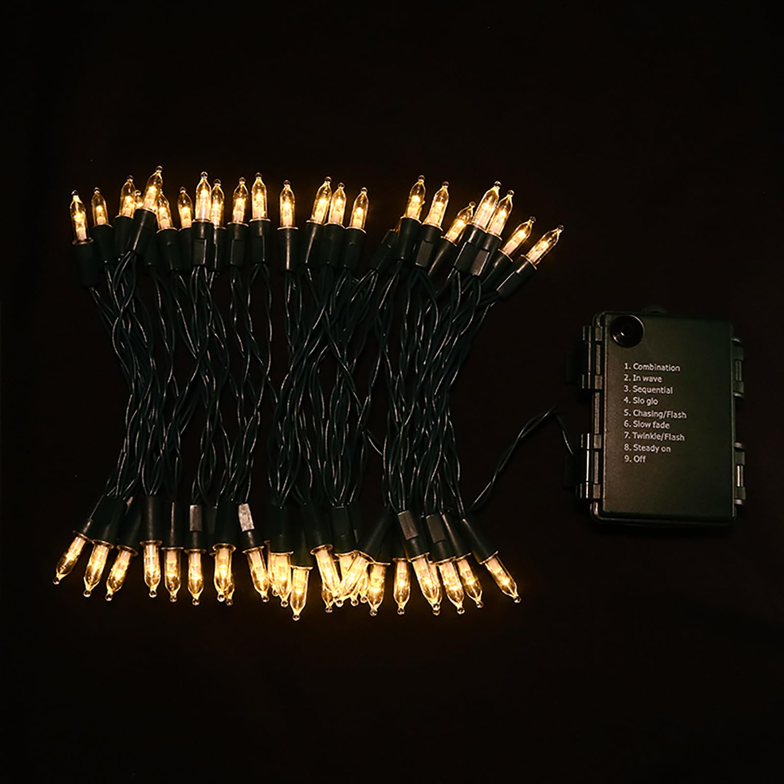 Luci natalizie confezione da 2 pezzi, 50 luci LED a batteria, 9 funzioni, bianco caldo, mini luci impermeabili per albero di Natale, ghirlande per interni ed esterni, decorazioni natalizie