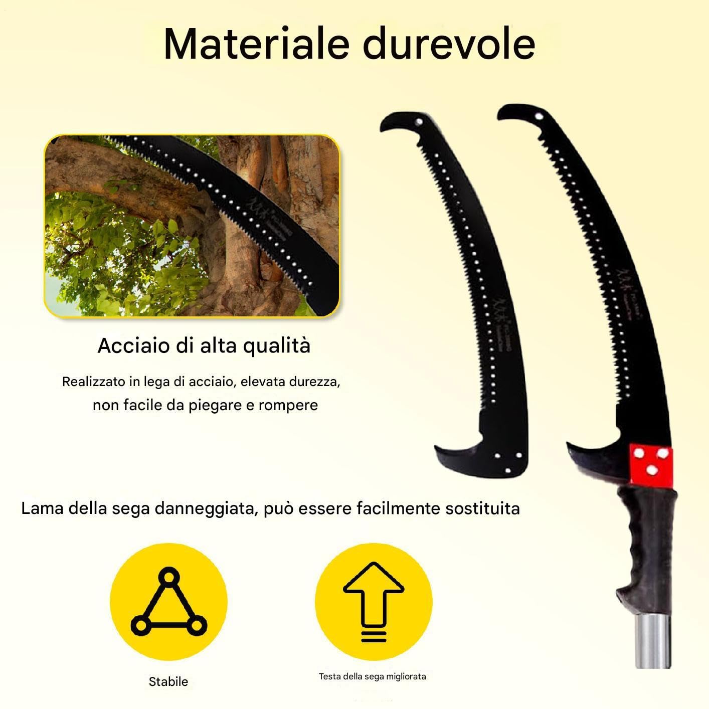 segas da potatura telescopica 6M - segas manuale regolabile da 1 a 6M con 2 lame, forbicis, borsa, 6 manici in fibra di vetro leggeri, set di attrezzi da giardino per potare palme e arbusti