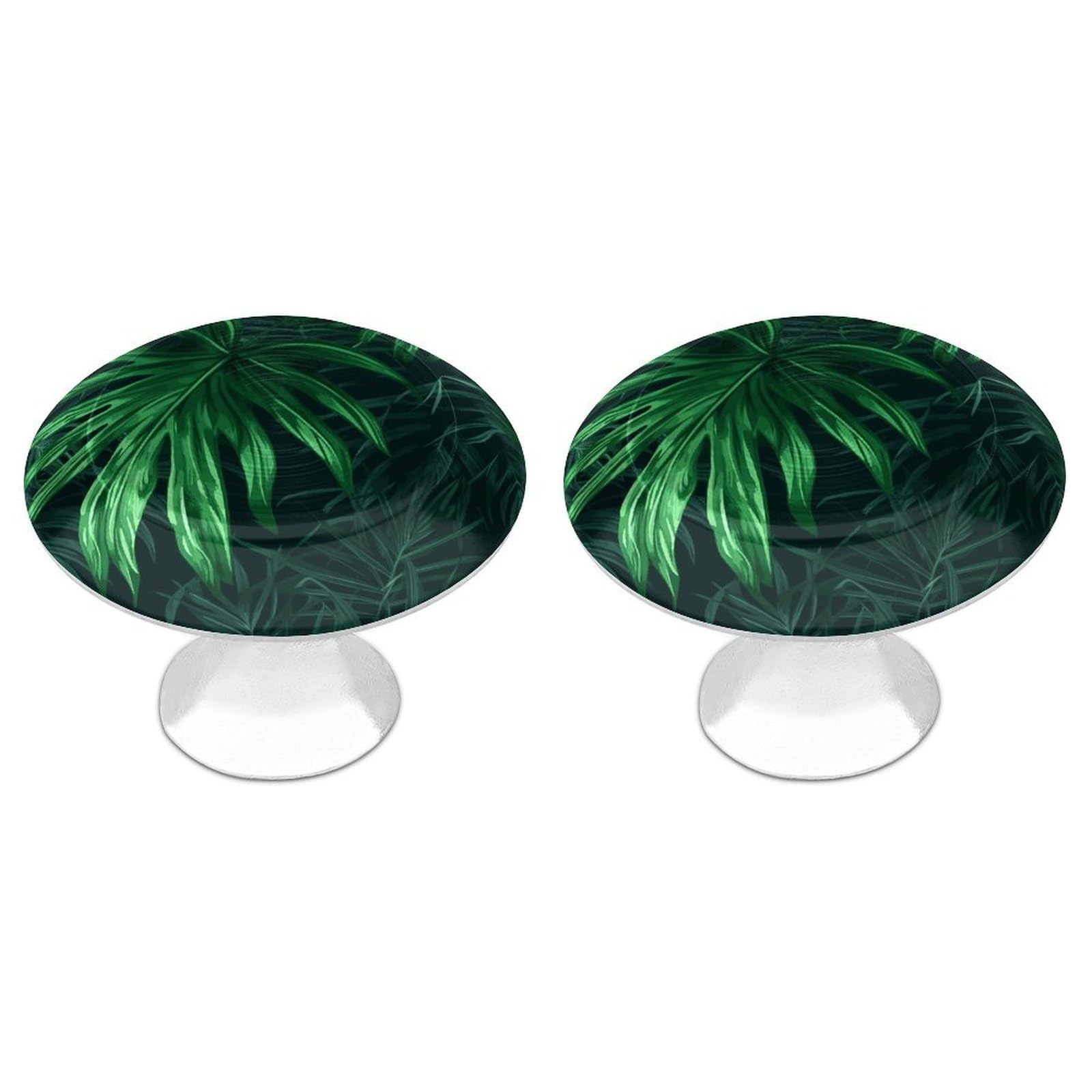 Btcowzrv Style Green Tropical Jungle Plant 2 Pack Cabinet Knobs Drawer Pulls