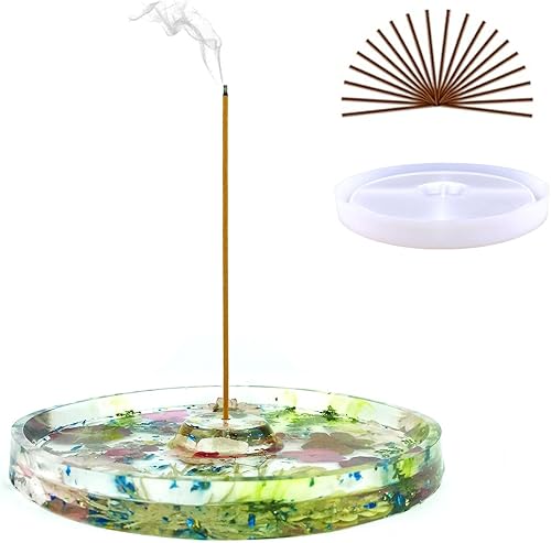 Miniatura 2 de Bandeja redonda de incienso molde de silicona de gel de cristal epoxi redondo de resina de luna molde de almacenamiento de herramientas de silicona