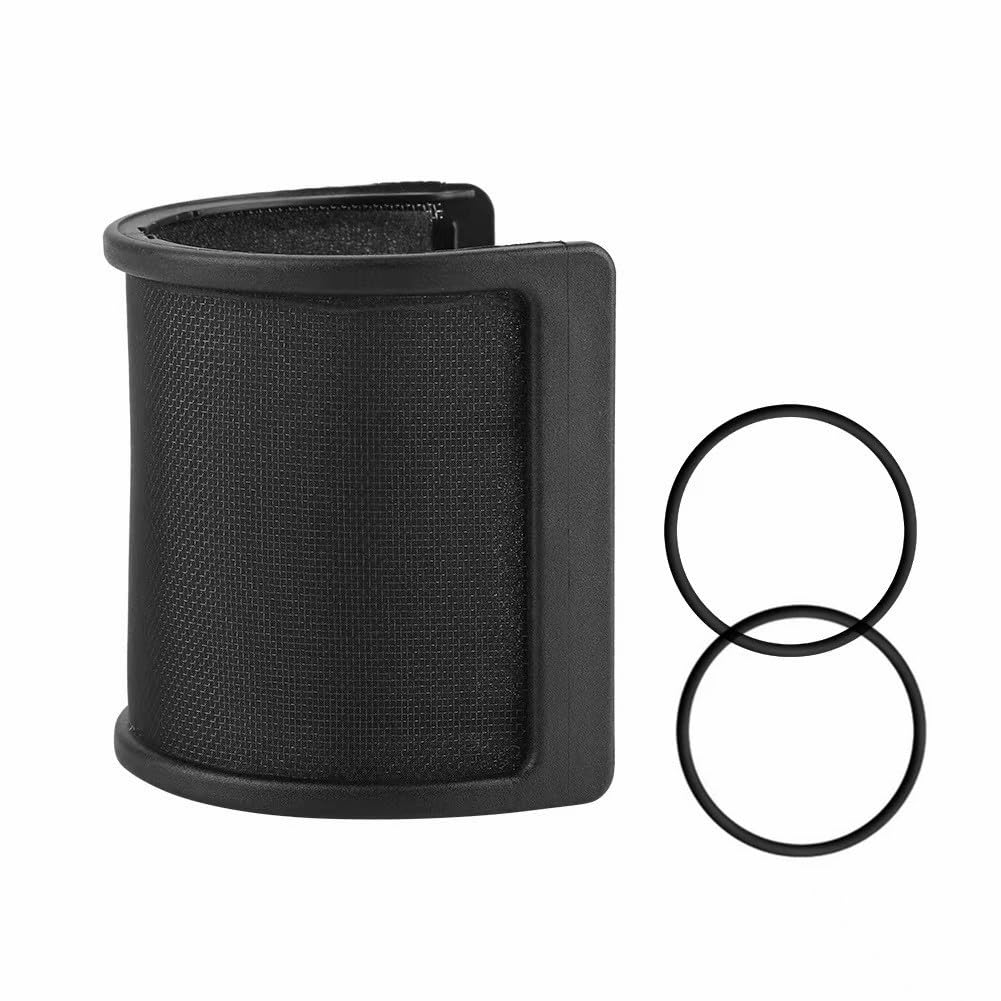 Filtro microfono per registrazione in studio, diametro da 45 mm a 61 mm, in schiuma e rete metallica con strato di etilammina, argento/nero