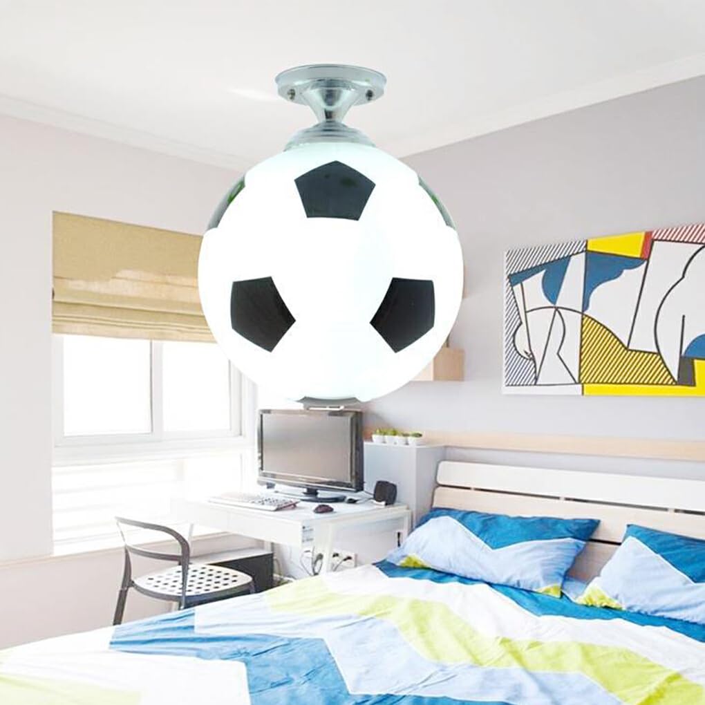 Ailan Balón de fútbol, luces LED de techo de cristal Premium para decoración creativa de dormitorio de niños, lámpara de techo para Bar y Club de fútbol, Azul
