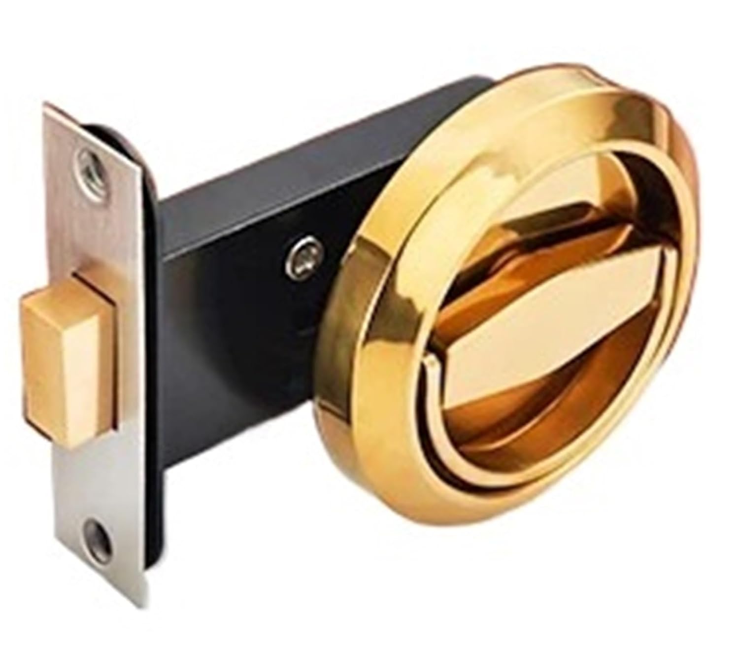 1Pcs Single Side-Gold Stainless Steel Recessed Invisible Cup Handle Privacy Hidden Door Locks Cabinet Pulls Handle Disk Ring Lock