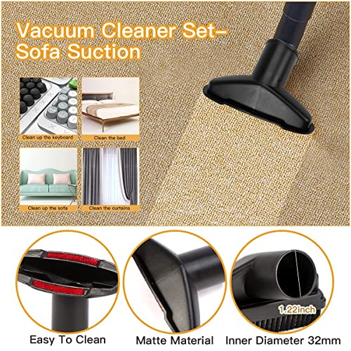 Image of CEZO Vacuum Attachments Accessories Cleaning Kit Brush Nozzle Crevice Tool For General Purpose HEPA Filter Vacuum Cleaner Set Of 6, Black