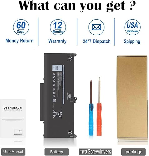 Miniatura 4 de MXV9V Batería 7.6V 60Wh para Dell Latitude 7400 5300 5310 7300 Latitude 5300 5310 2 en 1, Inspiron 73007306 2 en 1 Serie Negro P96G P97G P99G P100G