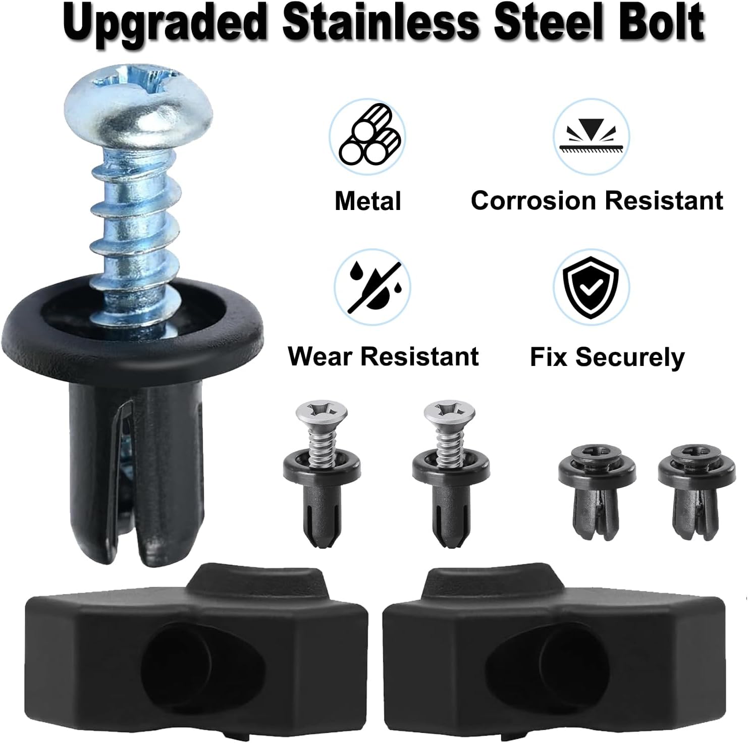Upgraded Tailgate Rubber Bumper Cushions Kit with 4 Metal Bolts - Left & Right Side Stopper Limiter for Ford F-150 5.5/6.5 Foot Box 2015-2020 Models - Replace FL3Z-99439A00-A FL3Z-99439A00-B