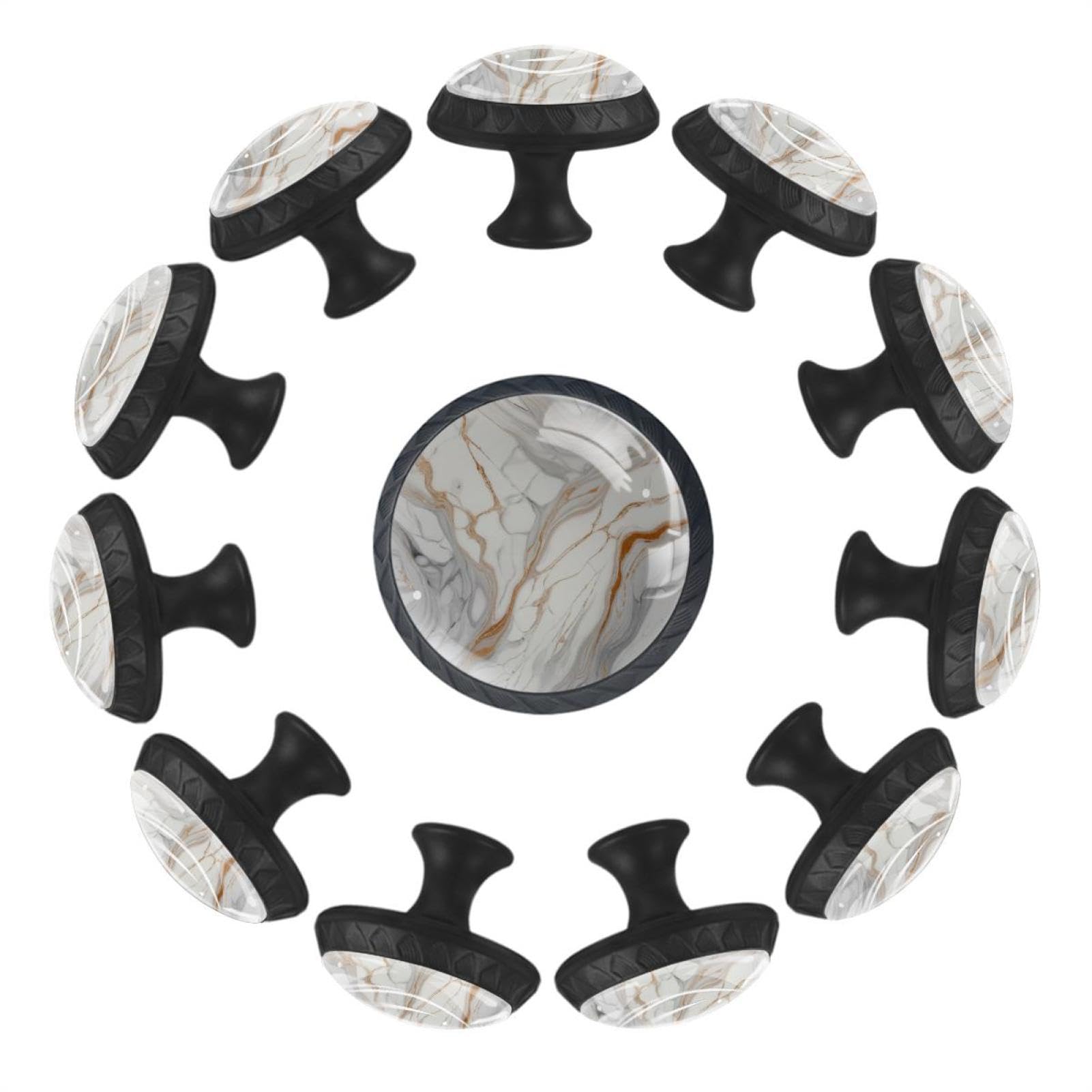 Boutons de tiroir en verre de cristal marbre blanc transparent pour placard et meuble