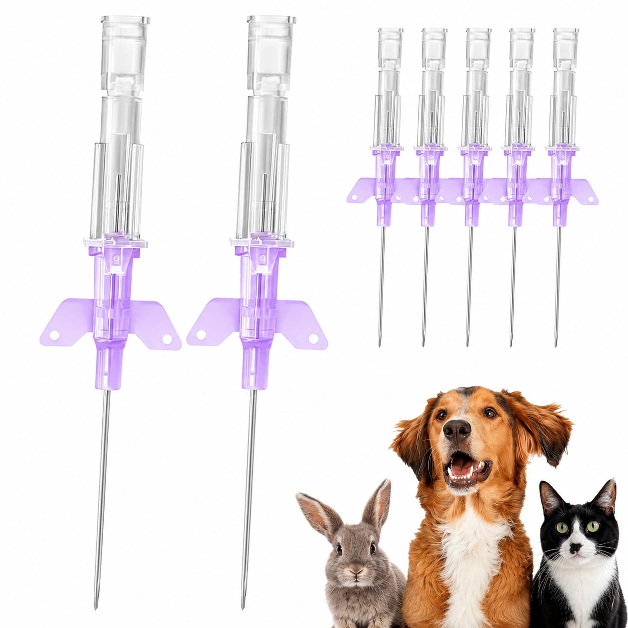 25-Pack Pet IV Tubing Catheters 18G-26G - Sterile Veterinary IV Catheter for Dogs, Cats and Small Animals (IV-22G)