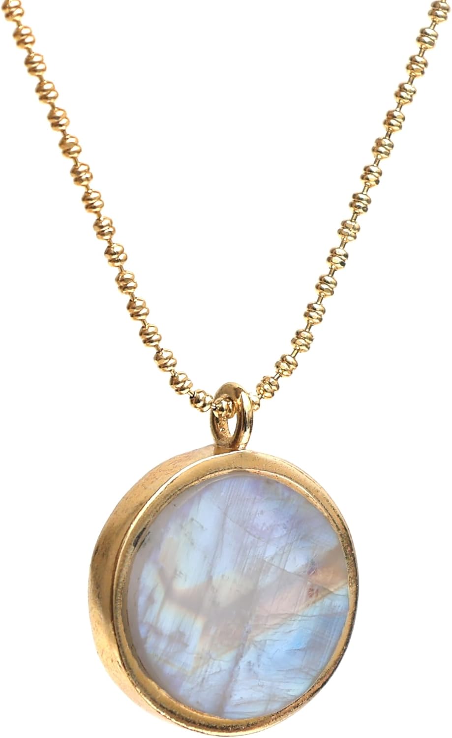 Gempires Gold Plated Coin Disc Pendant Necklace, Locket Pendant Necklace, Fancy Circle Necklace, Lightweight, 18 inch Diamond Ball Chain, Gift for Her