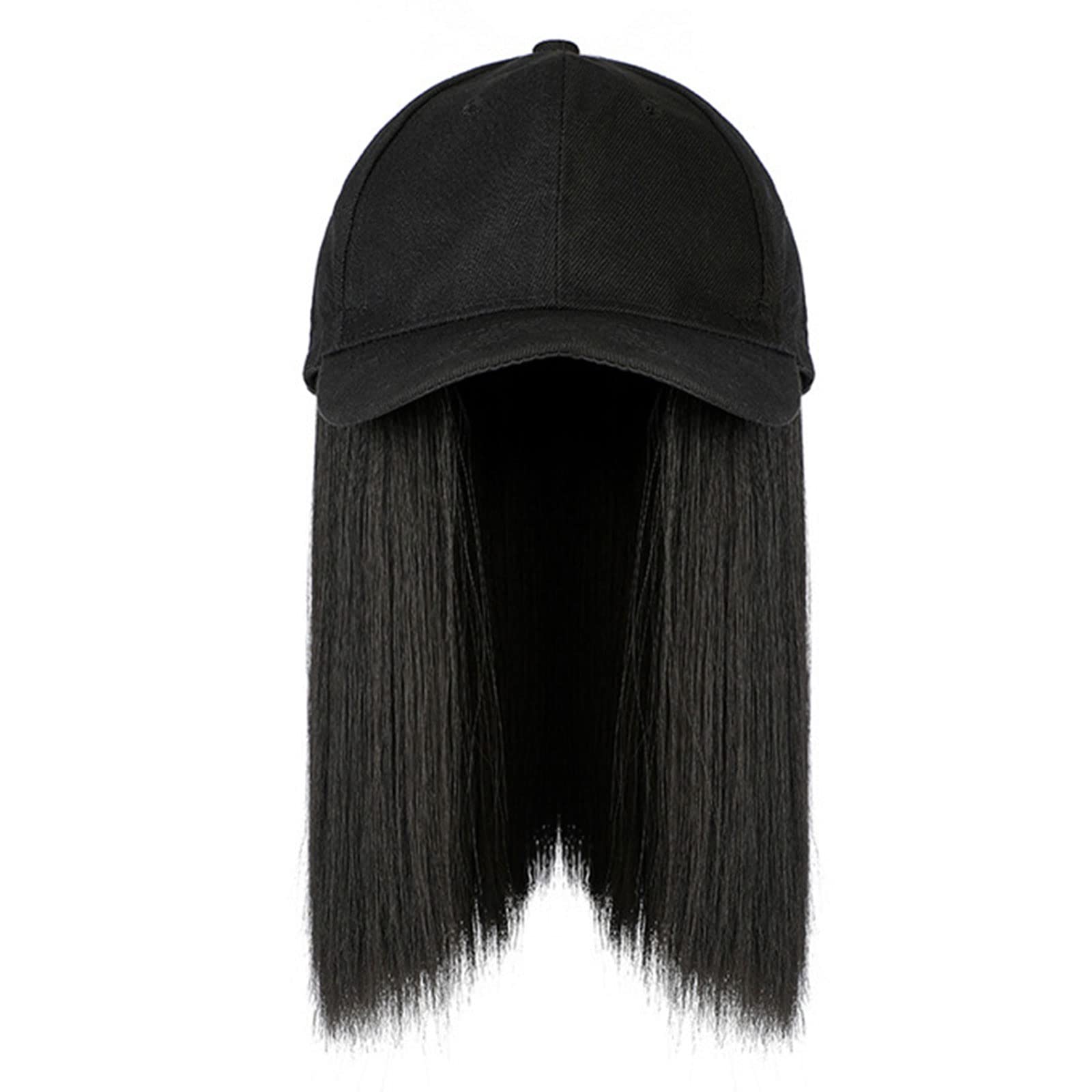 YIJOY Vividly Synthetic Baseball Wig Black Brown Hat Wigs Cap With Hair Naturally Connect Bob Hair Baseball Cap Adjustable Wig Hats For Students Wig Hat Ponytail Wig Hats With Hair For Women
