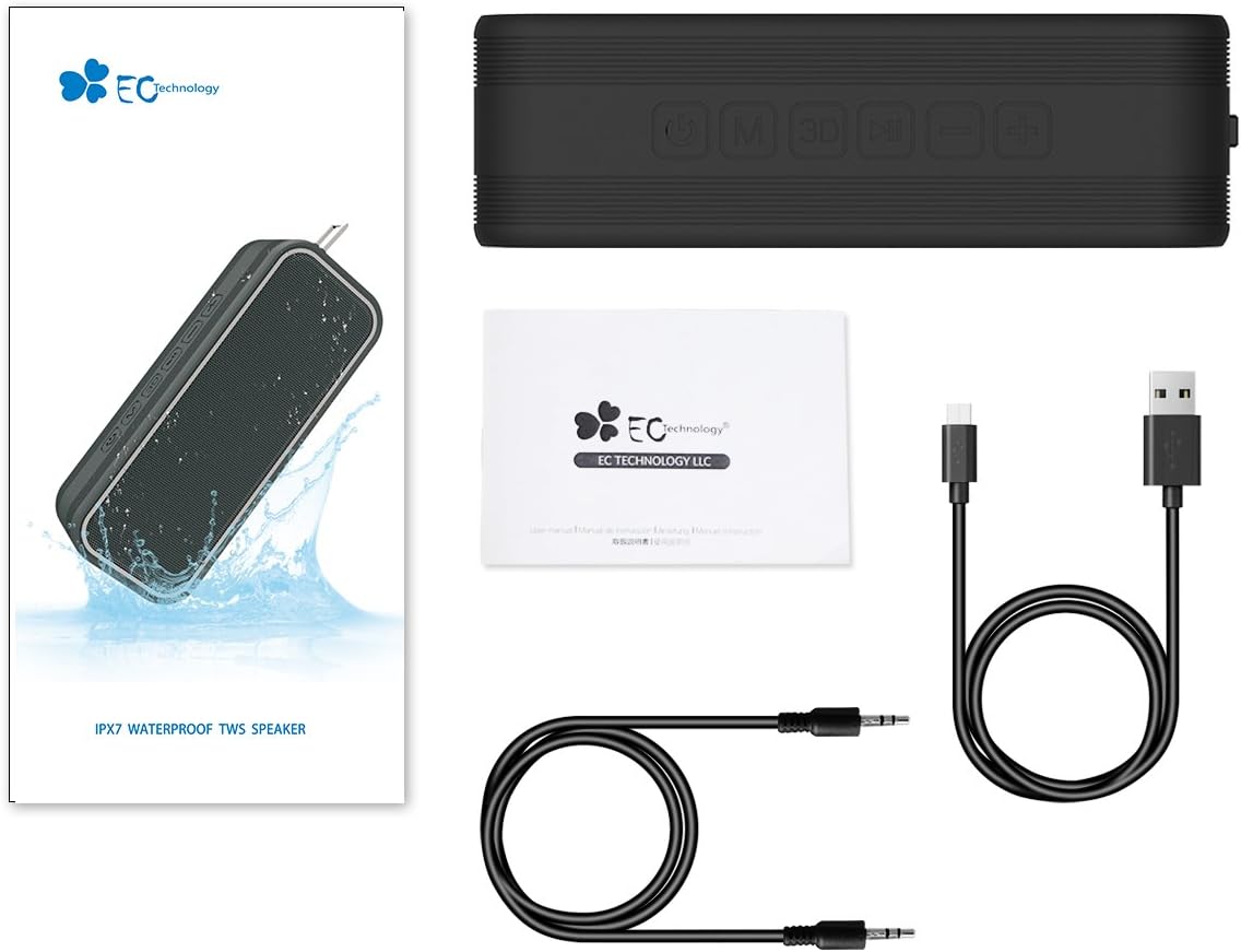 Bluetooth Speaker, EC Technology 40W Portable Waterproof Speaker,IPX7 Water Resistance 4.2 Speaker Paring TWS 14h Playtime — Dual-Driver Wireless Speaker for iPhone, Samsung, Tablet etc