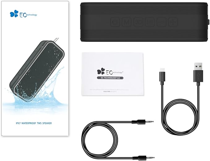 Bluetooth Speaker, EC Technology 40W Portable Waterproof Speaker,IPX7 Water Resistance 4.2 Speaker Paring TWS 14h Playtime — Dual-Driver Wireless Speaker for iPhone, Samsung, Tablet etc
