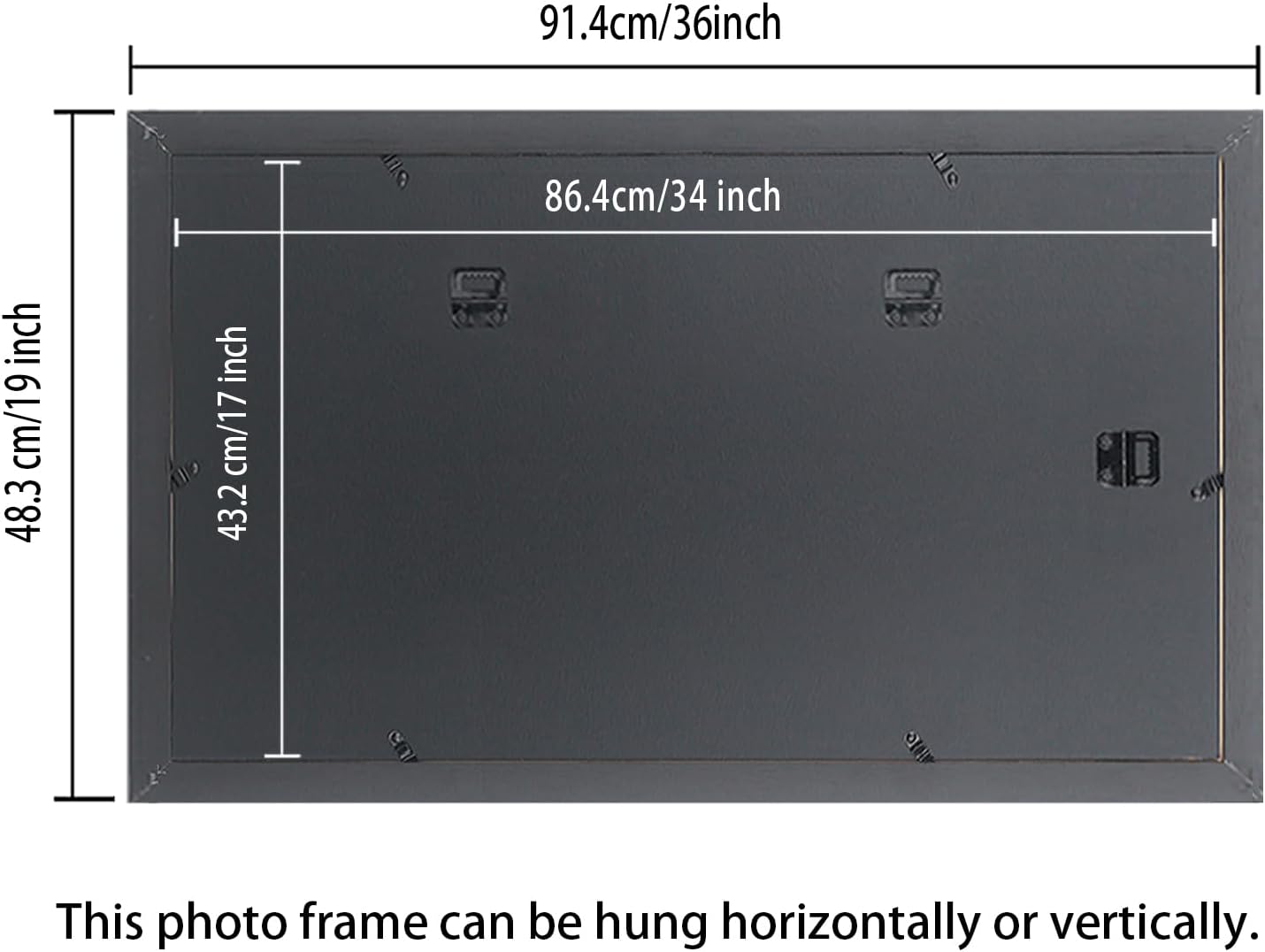 Mxtallup 17x34 Picture Frame Black Solid Wood 13X30 Frame Fits Photo 17x34 without Mat or 13x30 with mat (T23B1734W1330)