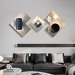 Large 3 pcs Geometric Wall Clock with Silent Movement, Modern Decorative Clocks Set with Canvas photo Large 3 pcs Geometric Wall Clock with Silent Movement, Modern Decorative Clocks Set with Canvas