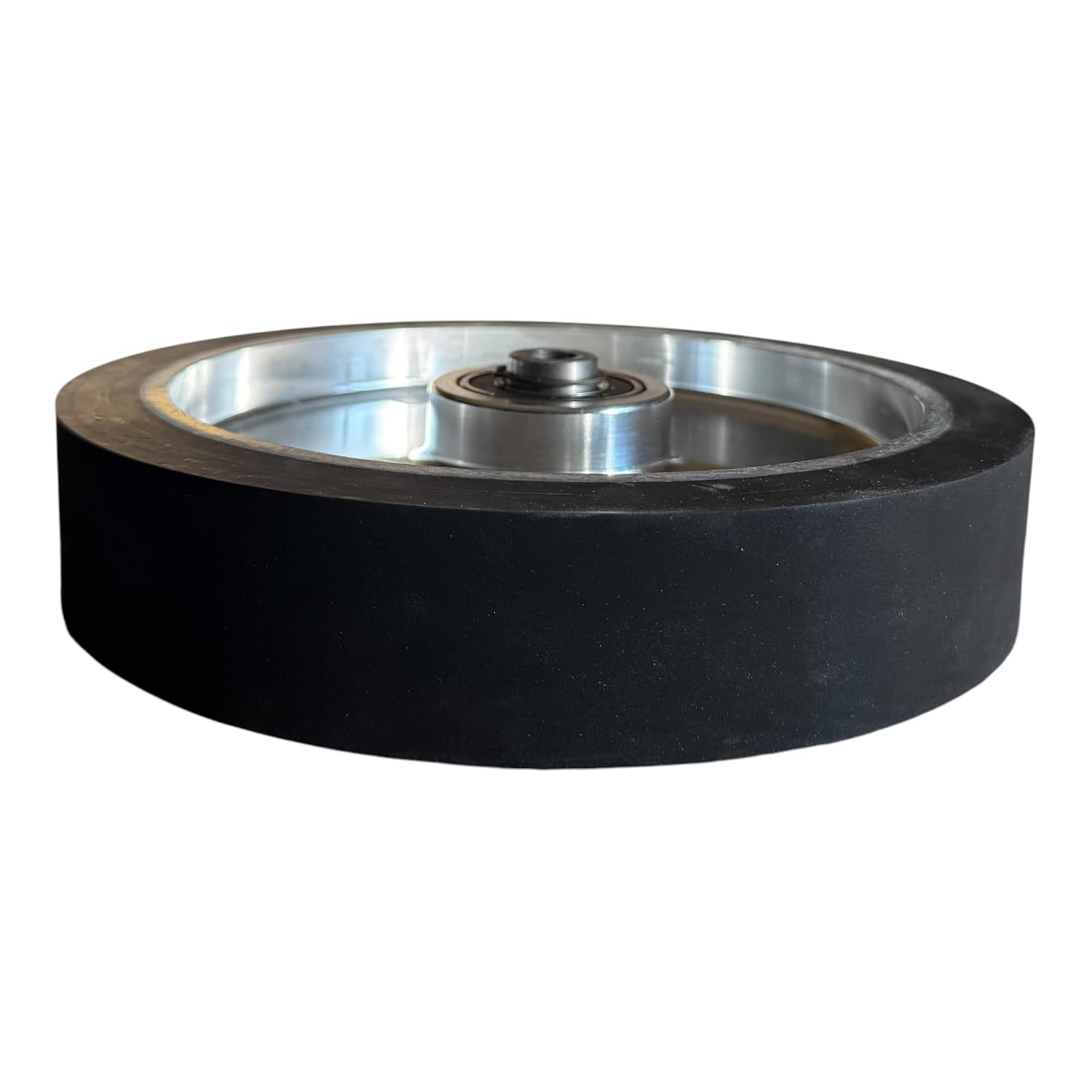 10" Belt Grinder Contact Wheel, Smooth Black Rubber, 2" Wide, 1/2" Bore, Dual 6205RS Bearings, Dynamically Balanced, Heavy Duty for Knife Making, Metal Grinding, Sanding & Polishing
