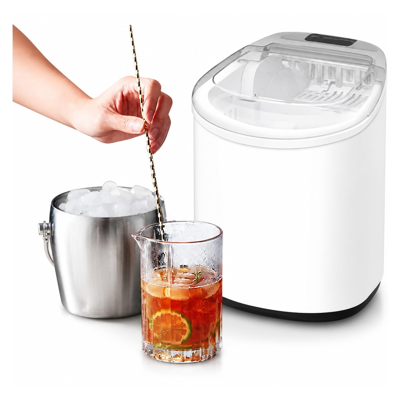 Máquina de hielo, Máquina automática para fabricar hielo, portátil para uso doméstico y comercial(G)