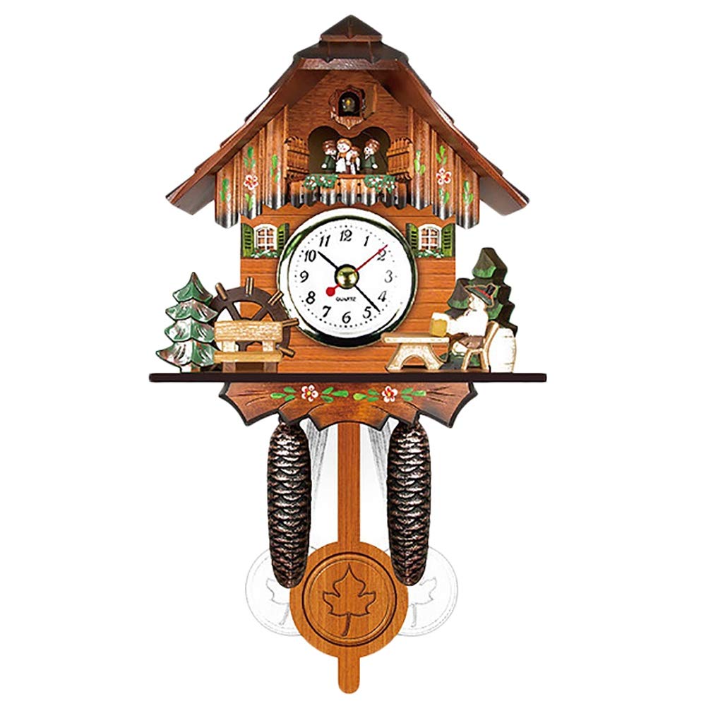 Traditional Black Forest Chalet Clock, Cuckoo Clock Carved Battery-Operated Clock Quartz Wall Clock Wooden Handcrafted Clock, 129 X 231 X 55 Mm,B