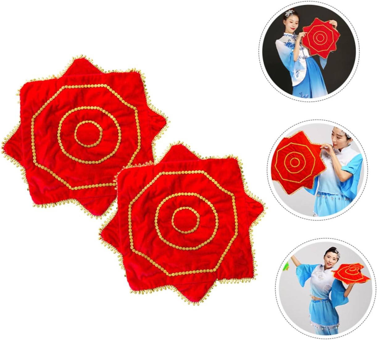 2pcs Performance Handkerchief Men Dance Handkerchiefs Chinese Style and Rotating Flower Design
