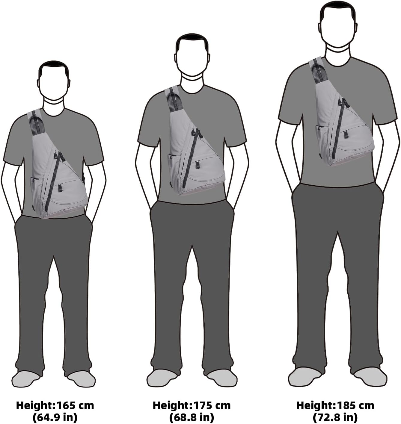 KL928 Crossbody Sling Backpack Nylon Cross Body Bag Travel Hiking Shoulder Bags Daypack Rucksack Unisex (Grey) - Image 7