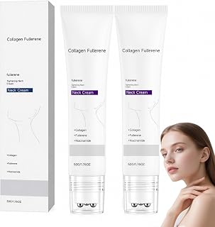 Magic Collagen Fullerene Neck Cream,2026 New Tighten & Lift Firming Neck Cream for Crepey Skin, Collagen Neck Cream with Five Rollers, Reduces Wrinkles and Double Chin for All Skin Types(2pcs)