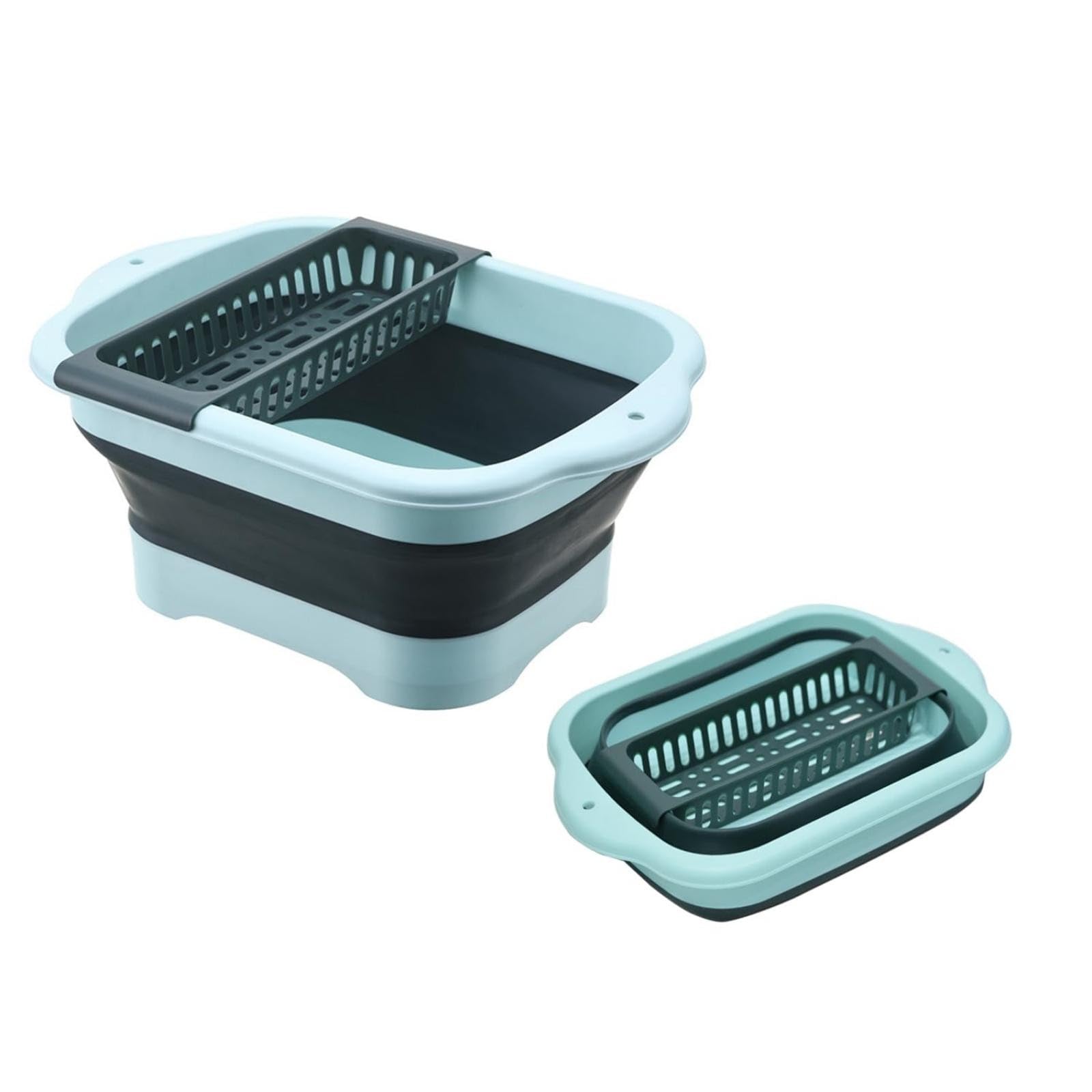 2025 Collapsible Dish Basin With Drain Plug Space Saving Outdoor Multiuse Fold Up Sink Tub Dishpan Portable Kitchen Storage Tray For Vegetable Washing Camping Plastic Tub Beverage Tubs (Green)
