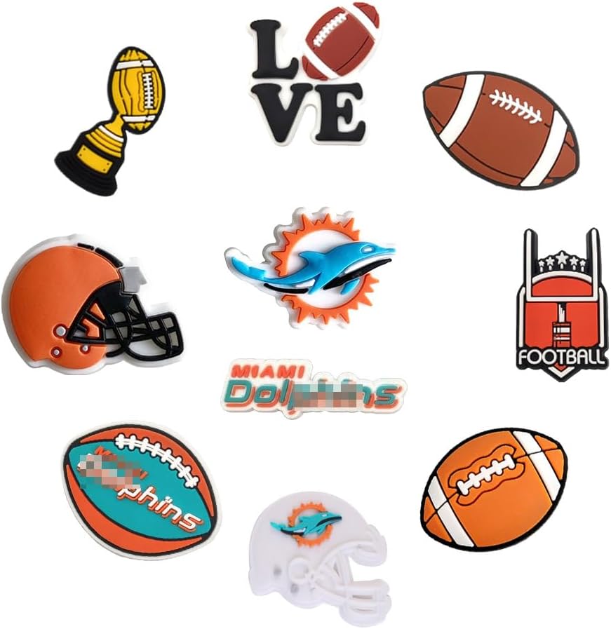 GIOSC 10PCS Football Charms Football Jibbitz Team Charms