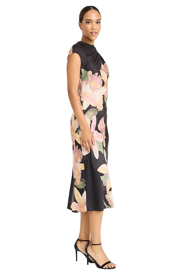 Maggy London Women's Dresses Women's Mock Neck Midi Length A-Line - Cap Sleeve Formal - Special Occasion Dress, Black/Blush, 8 by Maggy London - Used condition - Image 4