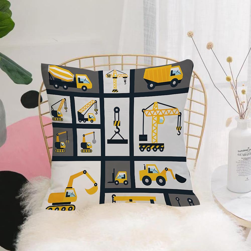 HYMSXW Cushion Cover,Throw Pillow Case Home Decorative for Living Room Bedroom Sofa Chair 20X20 Inch,Construction vehicle icons set. Heavy construction machinery. Industrial constr,Pillowcase 50X50cm