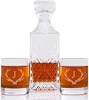 Vista 29 de Abby Smith Juego de decantador grabado con inicial de cuernos y rocas, letra S