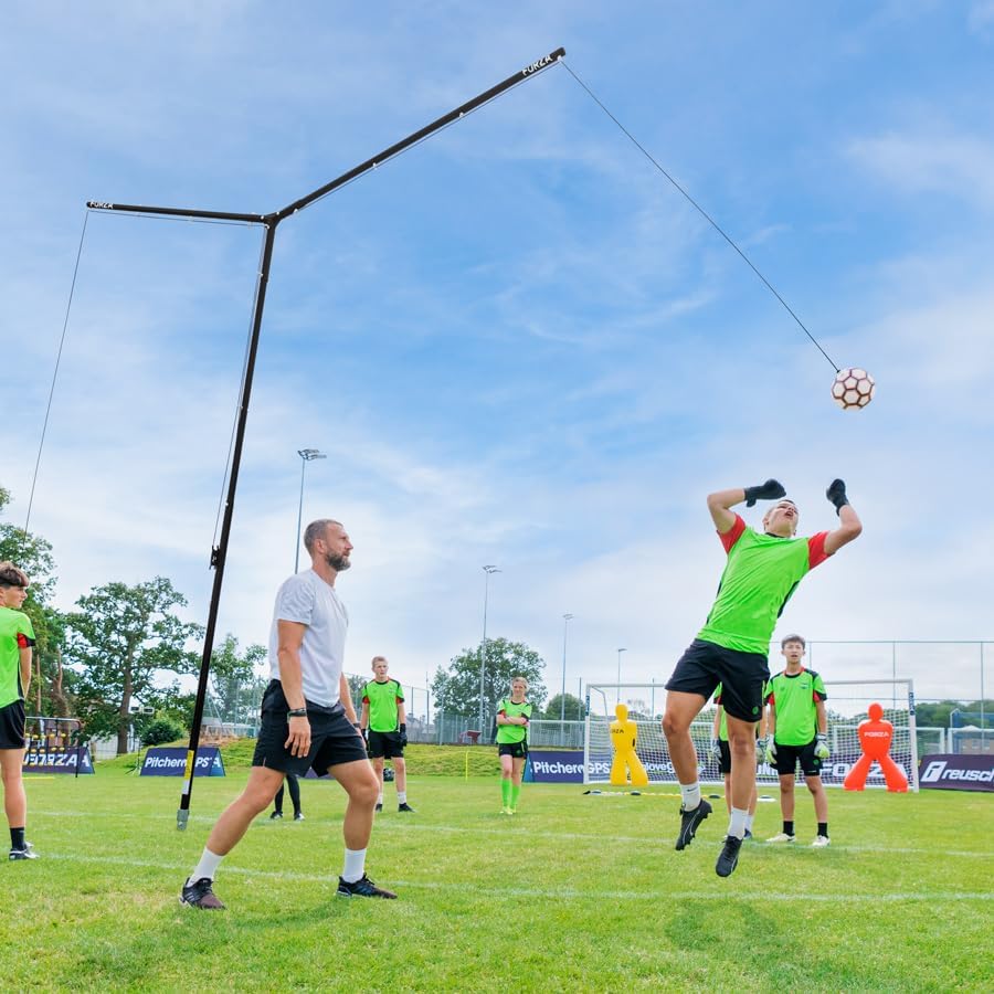 FORZA Pro Heading Soccer Goalkeeper Training System – Adjustable Header Practice Equipment for All Ages – Heavy-Duty Steel Frame with 2 Soccer Balls Included