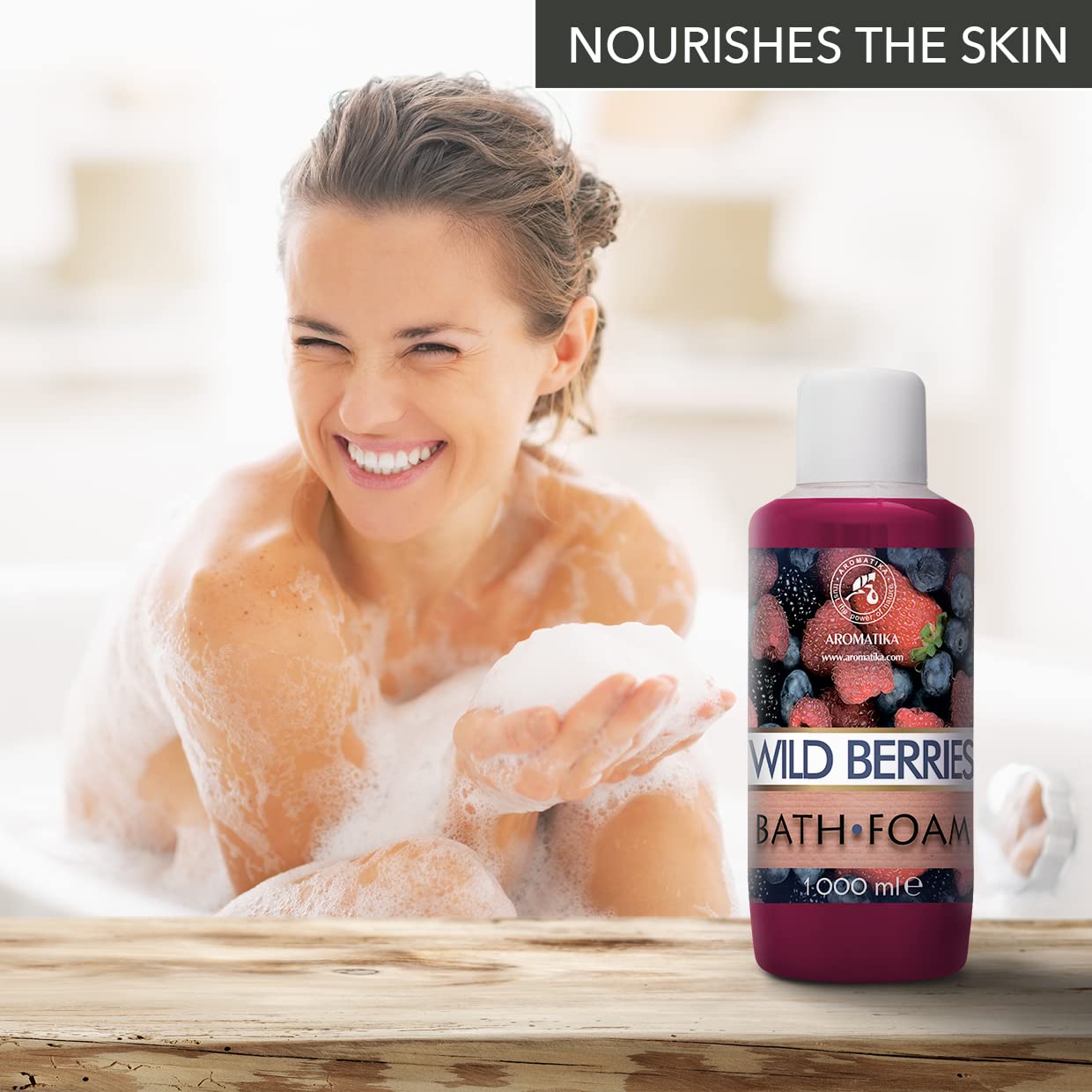 Espuma Baño Frutos del Bosque 1000ml - Buen Sueño - Belleza - Cuidado del Cuerpo - Bienestar - Relajación - Aromaterapia - Spa - Baños de Burbujas - Bath foam Wild berries