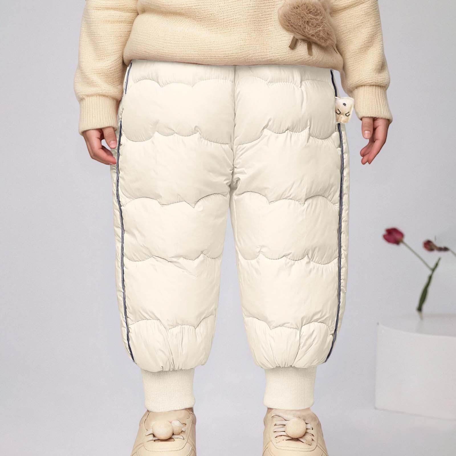 Generisch Pantalon thermique en soie duvet, pour fille, chaud, isolé, doux et léger, par temps froid