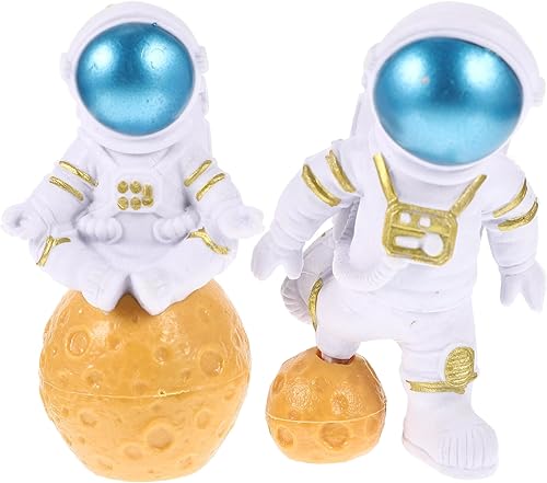 Mipcase 2 piezas de pecera, adornos de paisajismo Betta pecera, astronauta, juguete espacial, escultura, tablero de automóvil, decoraciones para el