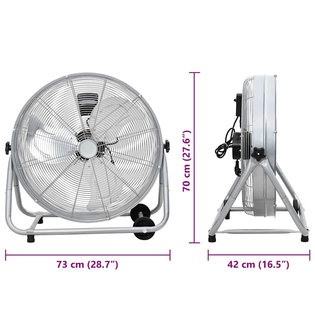 Trommelventilator mit Aluminiumrahmen, 73 x 42 x 70 cm, 180 W Motor, 2 Räder, 360° neigbar, für Werkstatt, Garage, Innen- und Außenbereich, leise Luftzirkulation, kühlen und Frischluft
