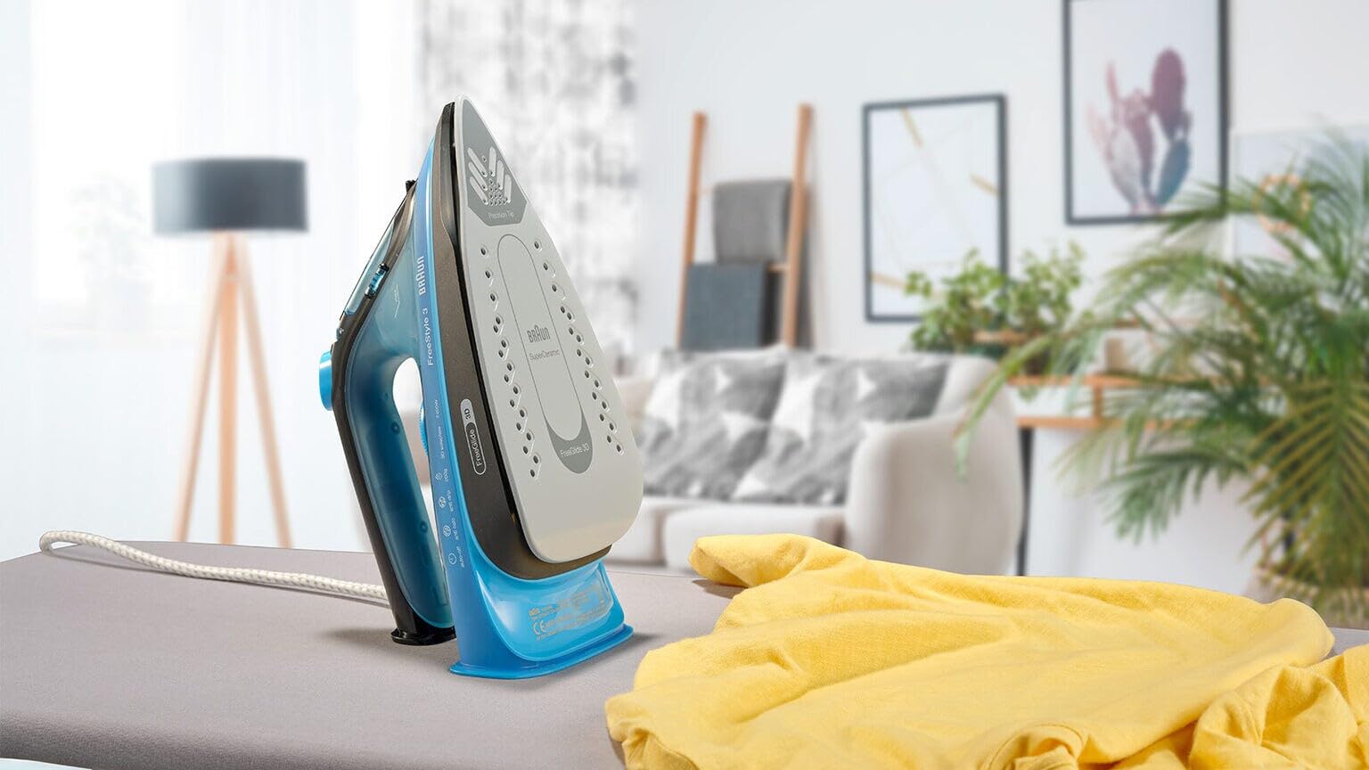 Braun FreeStyle 3 FI3194BK Dampfbügeleisen mit Präzisionsspitze, FreeGlide 3D Technologie, 200 g/min Dampfstoß, SuperCeramic Sohle, Automatische Abschaltung, 270 ml Tank, 2400W, Schwarz/Blau