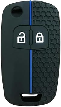Silicone Key Case Car Lock Key Cover,for Opel Insignia for Vauxhall Astra Mokka Zafira for Buick Regal Lacrosse Encore Excelle GT/XT, Black Blue Line