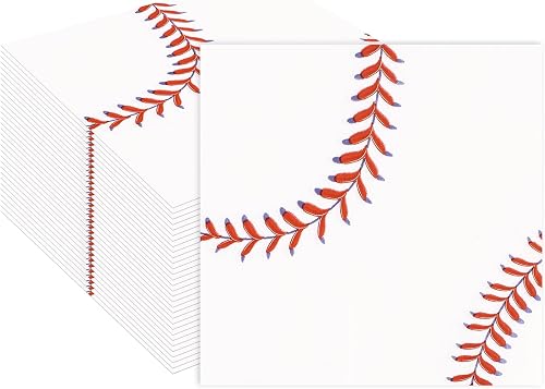 50 servilletas de papel de béisbol de 13 x 13 pulgadas, servilletas de almuerzo,