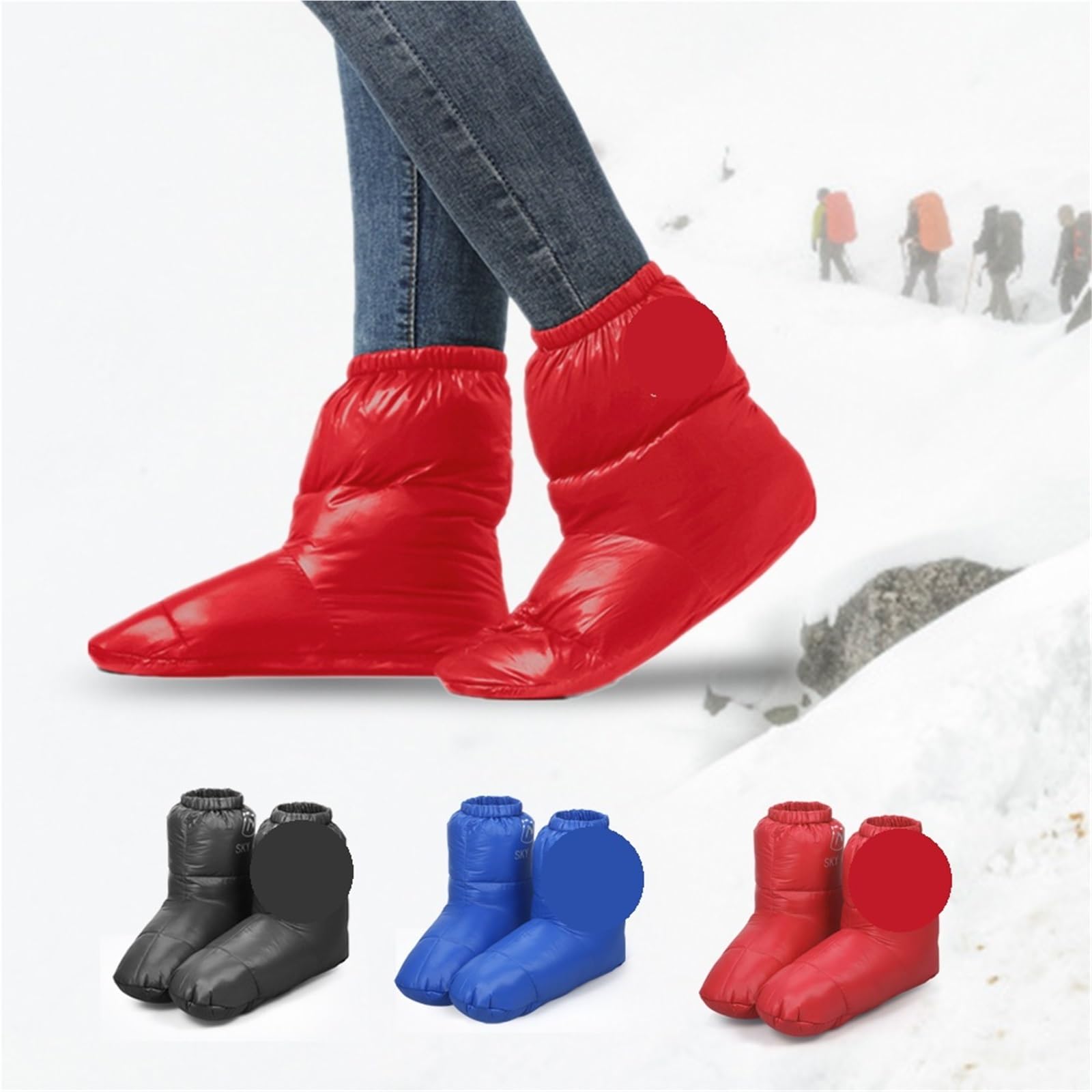 Winter Warme Ente Unten Hausschuhe Booties Stiefel Hause Outdoor Camping Schuhe Abdeckung Fuß Socken for Schlafsack Zelt FüR Camping Skifahren
