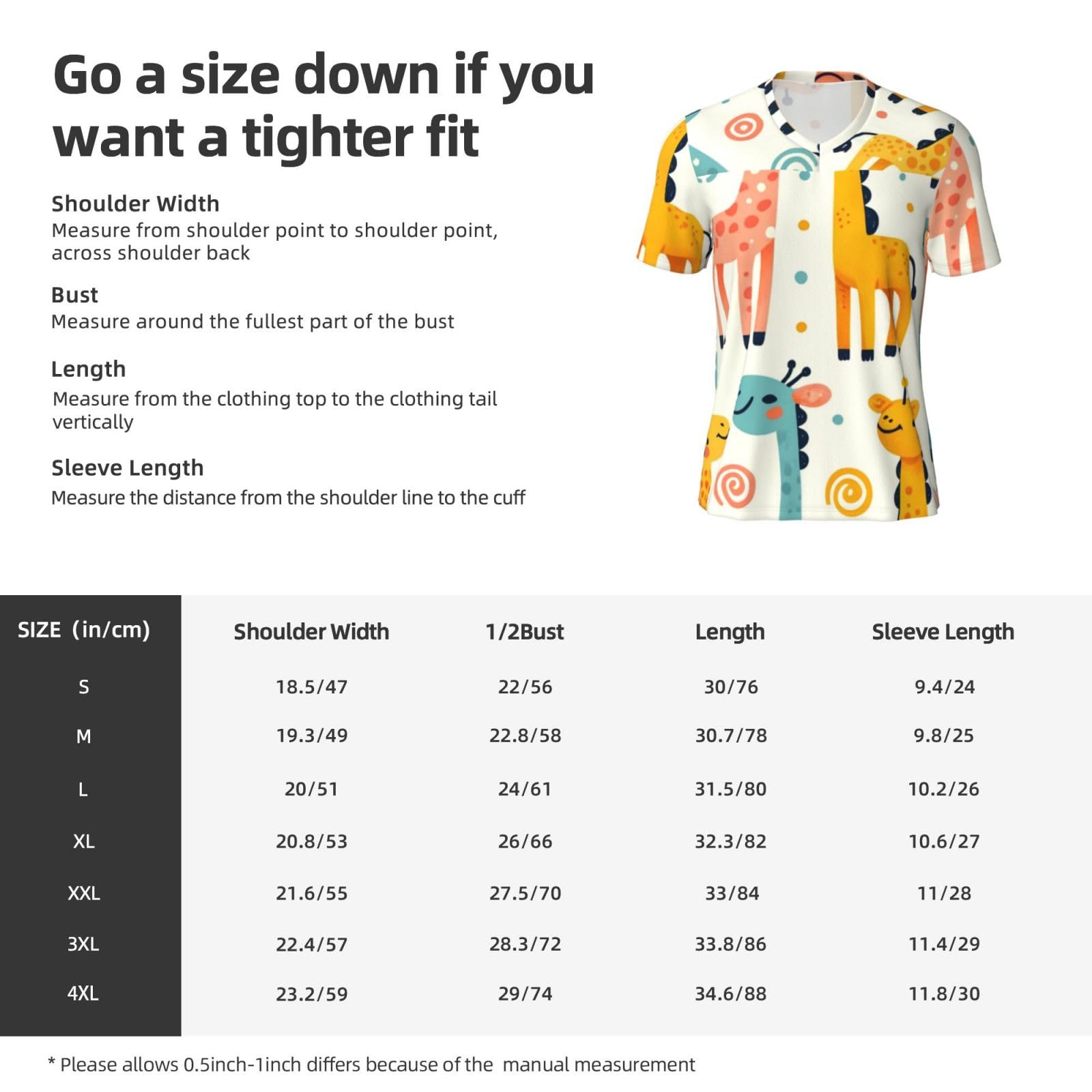 Stylish Athletic Sports Jersey Colored-Giraffe-Cute Men's Rugby Jersey Xx-Large Black