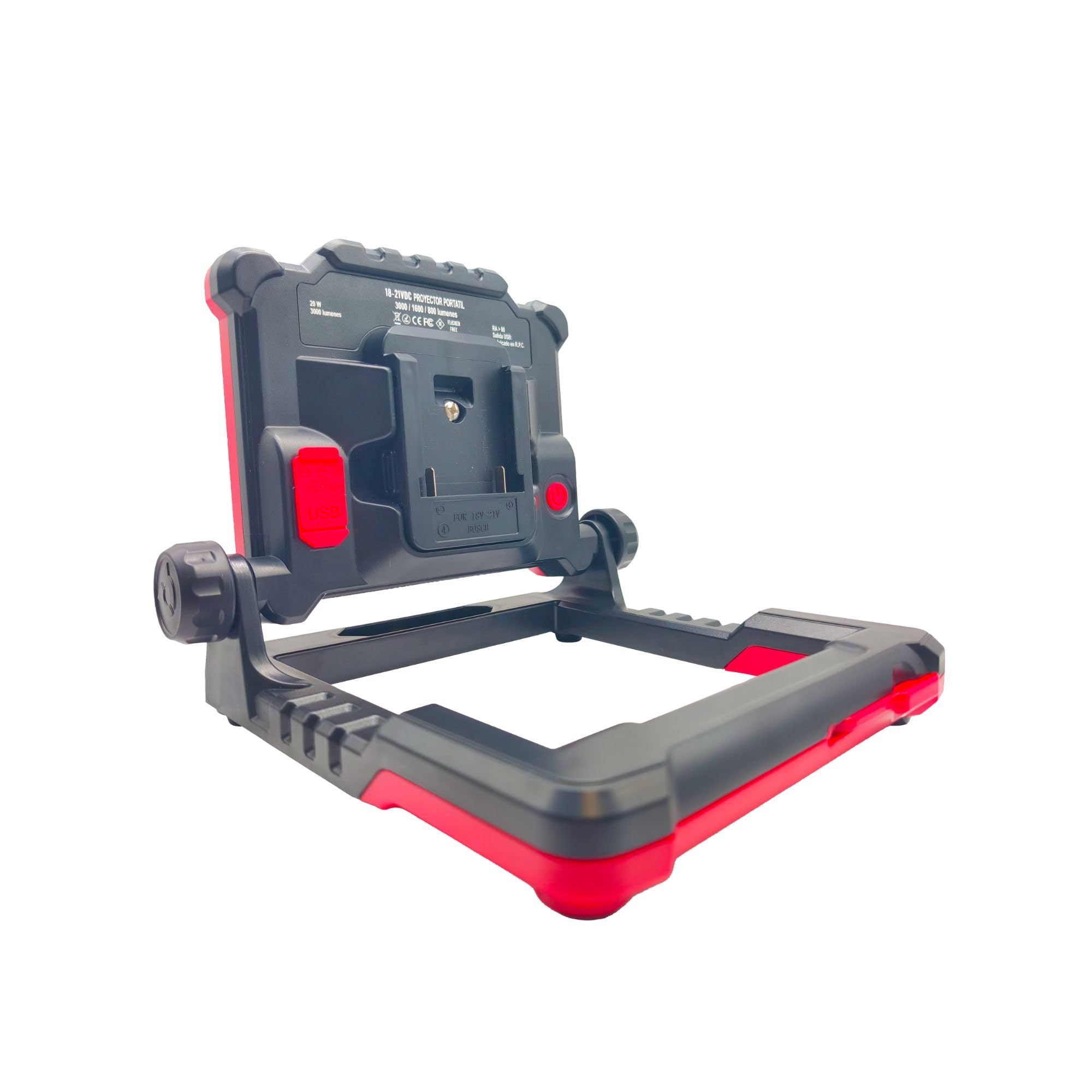 Luz de Trabajo LED con Batería Incluida 18-21V 4.0Ah | Foco Recargable 3000 lm con USB, 3 Modos de Luz y Base Plegable | Compatible con Herramientas Profesionales 18V | Haukka | Recargable