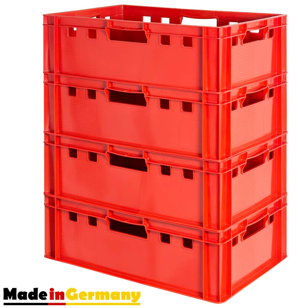 4x Euro Apilamiento de Plástico Caja Industrial Euro Caja Almacenamiento Eurobox E2 Kingpower