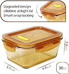DAS TRUST 8 Pack Amber Glass Prép. Repas Conteneurs Micro-ondes Safe Prep Repas Bols Verre Food Prep Conteneur avec couvercle pour les boîtes à bento de préparation des repas adultes