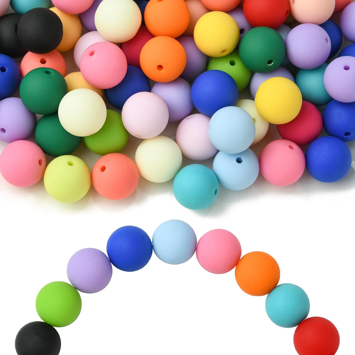 Ipotkitt Approx 232pcs 16mm Random Acrylic Round Beads Chunky Plastic Beads Ball Loose Ornaments for DIY Craft Keychain Bracelet Earring Pen Jewelry Making