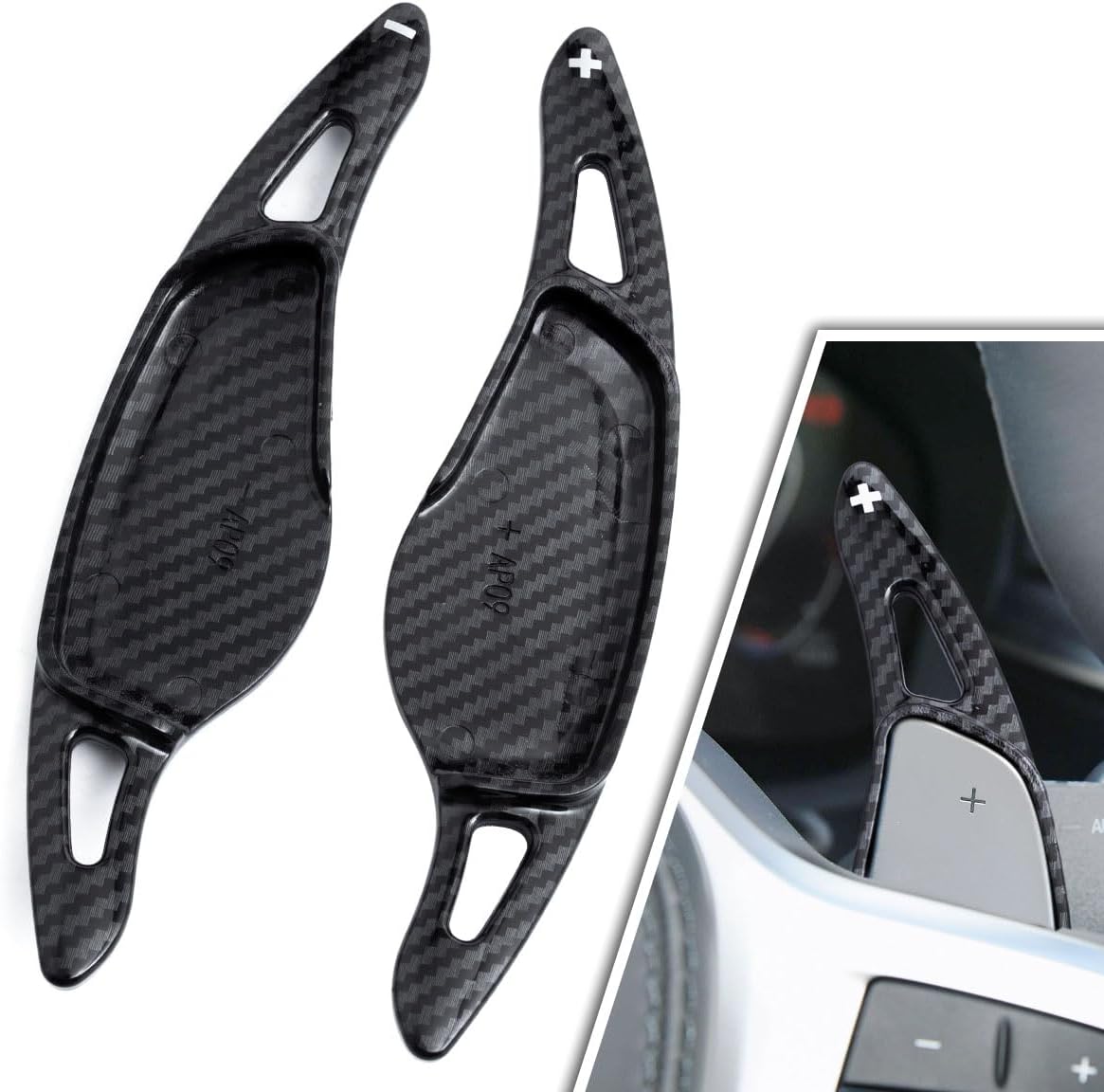 Steering Wheel Paddle Shifter Shift Extension Cover Compatible with BMW 228i 330i 430i 530i 540i X3 X4 X5 X6 X7 Z4 M5 (Carbon Fiber Look)