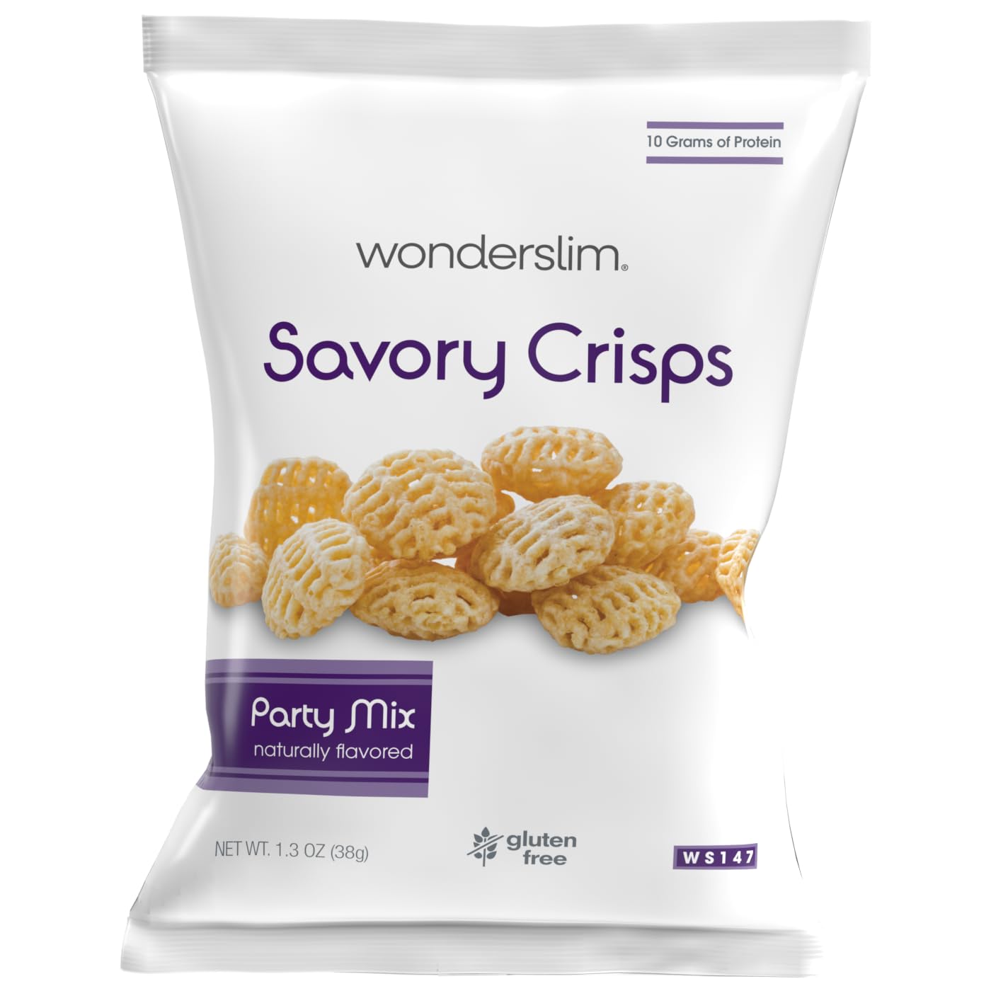 Wonderslim High Protein Snack Chips, Low Calorie – Pack of 10 (Party Mix) | 10g Protein Crunchy Chips, 140 Calories, Low Fat, Individually Packed Gluten-Free Snack - GLP- Friendly, Weight Management