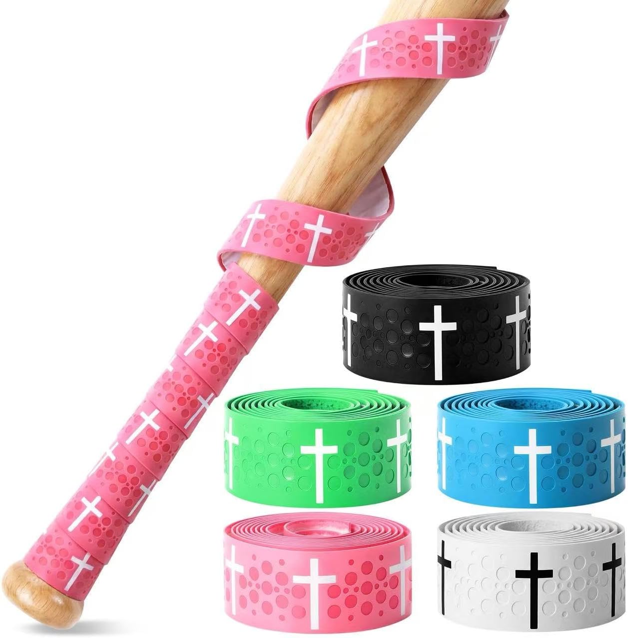 Cross Baseball Bat Grip Tape 1.75mm Precut - Full Adhesive Bat Wraps for Baseball/Softball/Cricket | Batting Grip Tape with Enhanced Thickness & Religious Design