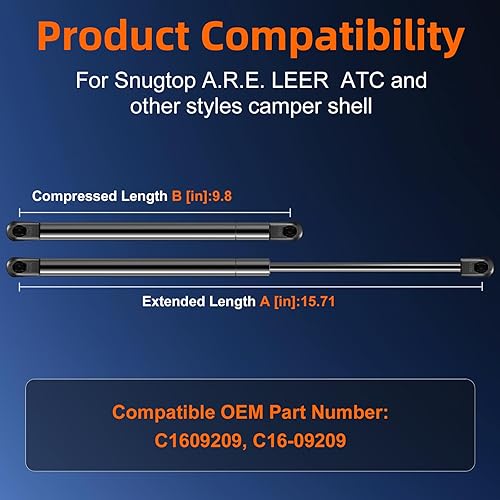 Miniatura 50 de Cantidad (2) SX172P10 soporte de elevación de amortiguador de gas de 17 pulgadas, 10 lb/44N, para tapa de caja de herramientas, puerta