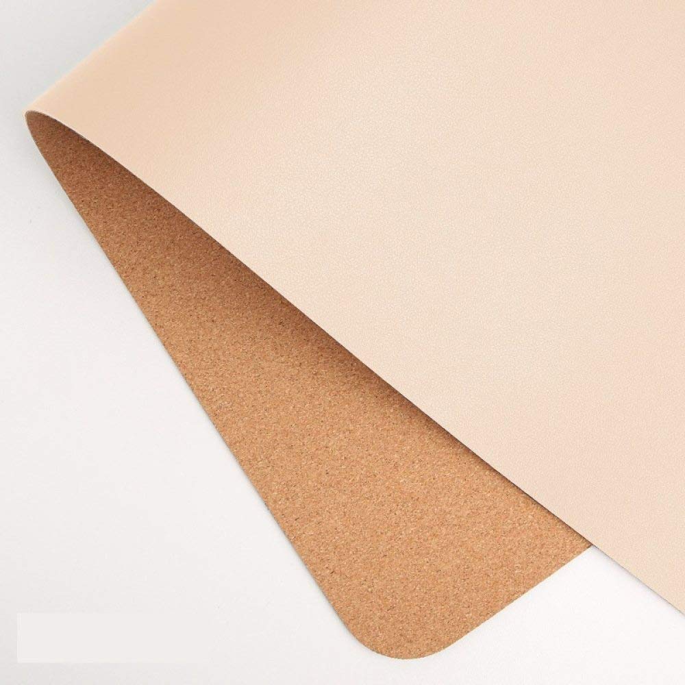 Pu Mouse Pad, Pu Leather Desk Mouse Mat, Large Size Desk Pad, Office Desk Mat, Pu Cork Mouse Pad Double Side, Non-Slip Waterproof for Office and Home,Apricot,900 * 450 * 2Mm